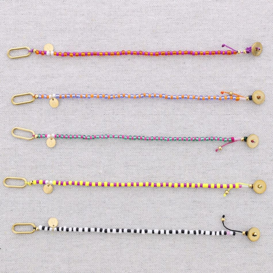 PULSERA ACERO CUENTA ABALORIOS AJUSTABLE