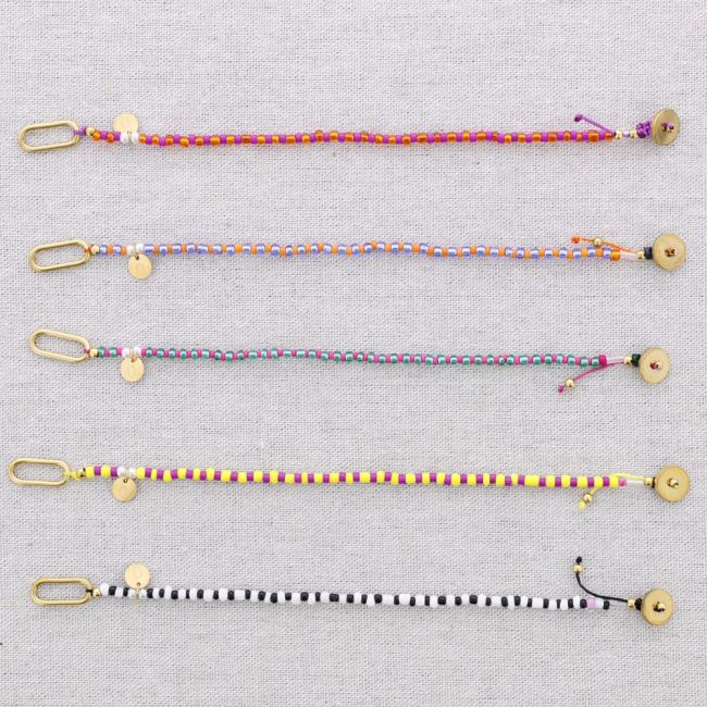 PULSERA ACERO CUENTA ABALORIOS AJUSTABLE