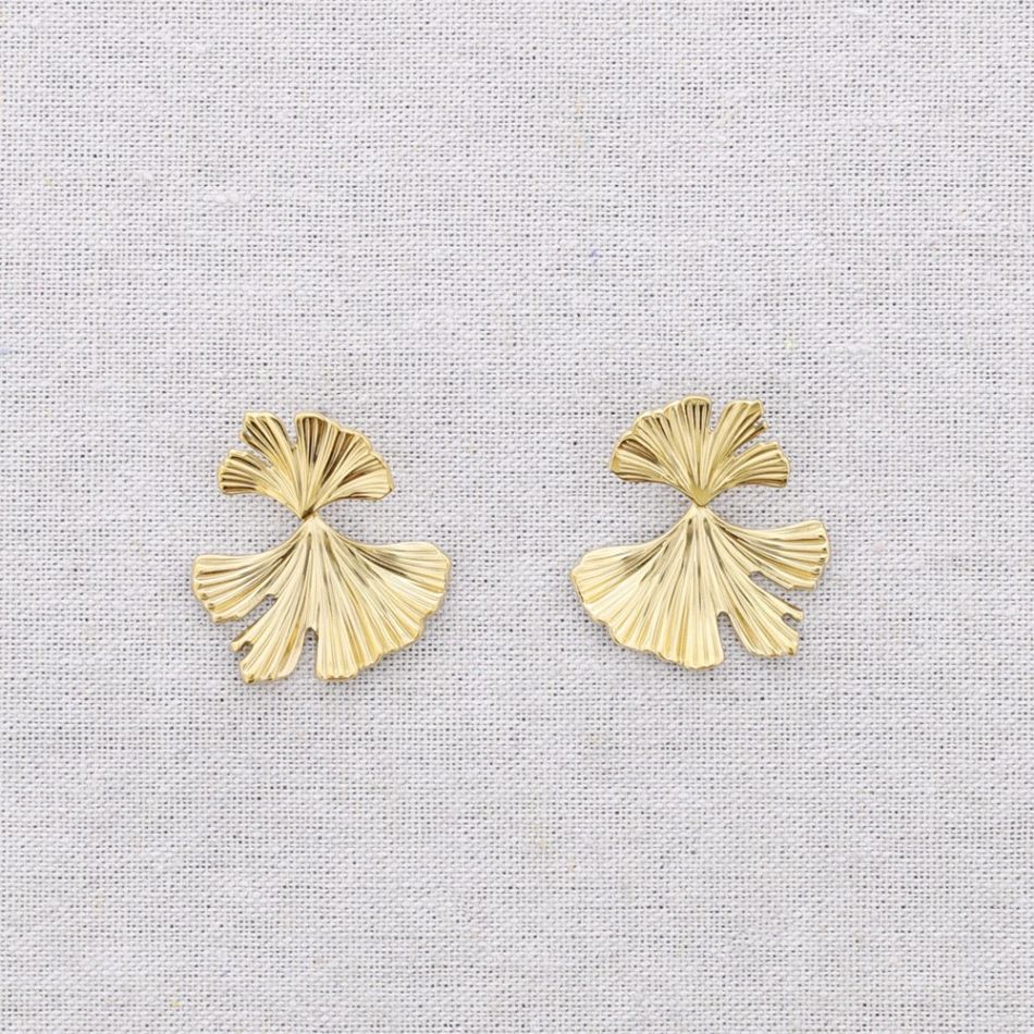 PENDIENTES ACERO COLGANTE HOJA GINGKO