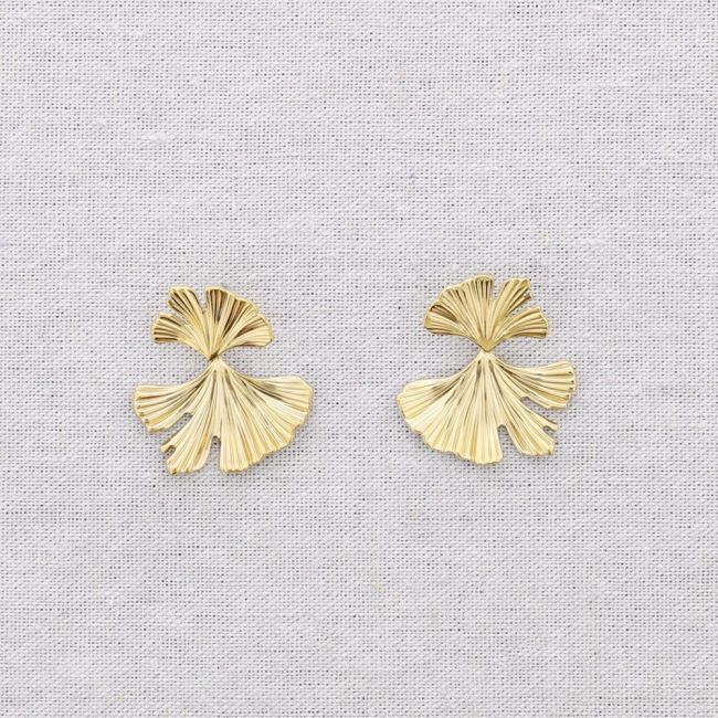 PENDIENTES ACERO COLGANTE HOJA GINGKO