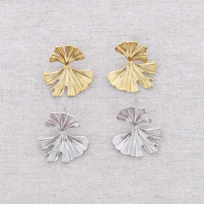 PENDIENTES ACERO COLGANTE HOJA GINGKO