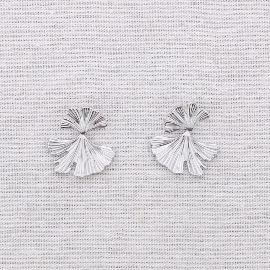 PENDIENTES ACERO COLGANTE HOJA GINGKO