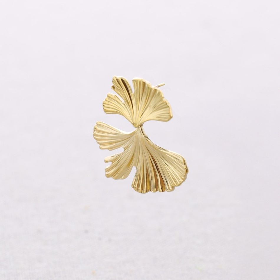 PENDIENTES ACERO COLGANTE HOJA GINGKO