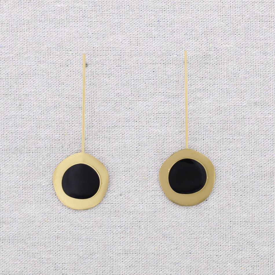 PENDIENTES ACERO COLGANTE MEDALLA ESMALTE