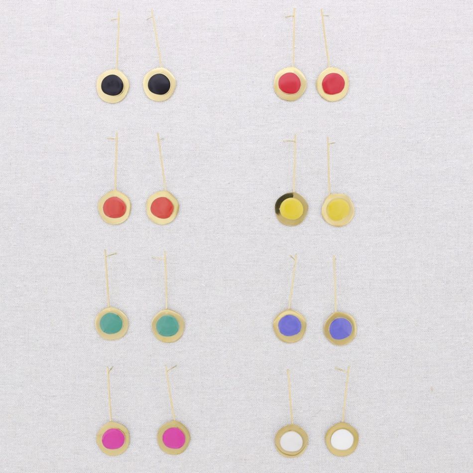 PENDIENTES ACERO COLGANTE MEDALLA ESMALTE