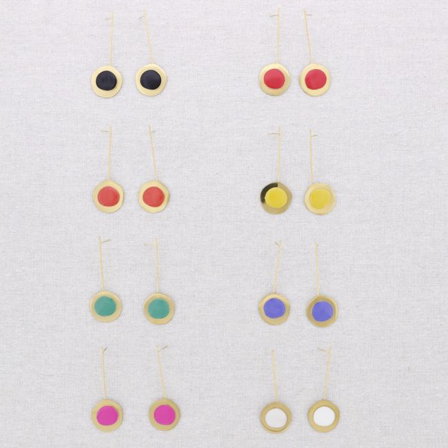 PENDIENTES ACERO COLGANTE MEDALLA ESMALTE
