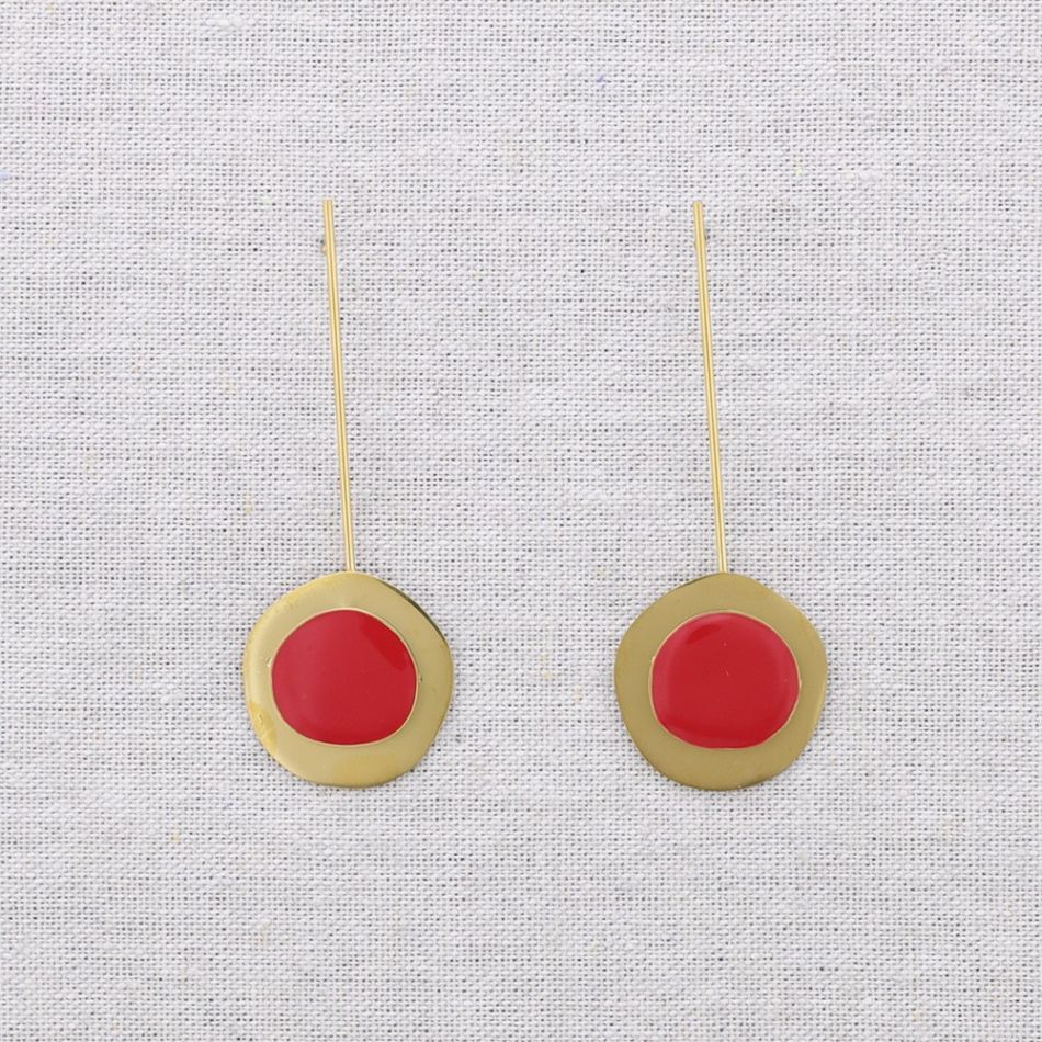 PENDIENTES ACERO COLGANTE MEDALLA ESMALTE