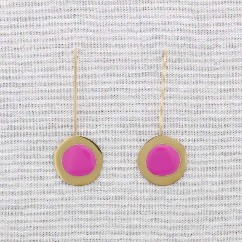 PENDIENTES ACERO COLGANTE MEDALLA ESMALTE