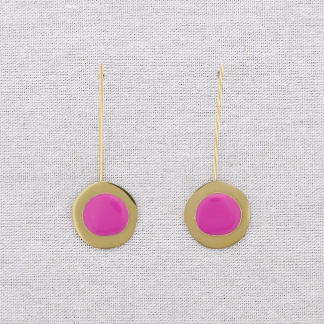 PENDIENTES ACERO COLGANTE MEDALLA ESMALTE