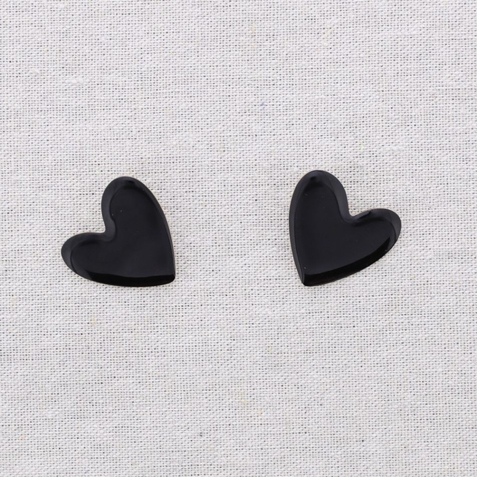 PENDIENTES PRESIÓN ACERO CORAZÓN ESMALTE