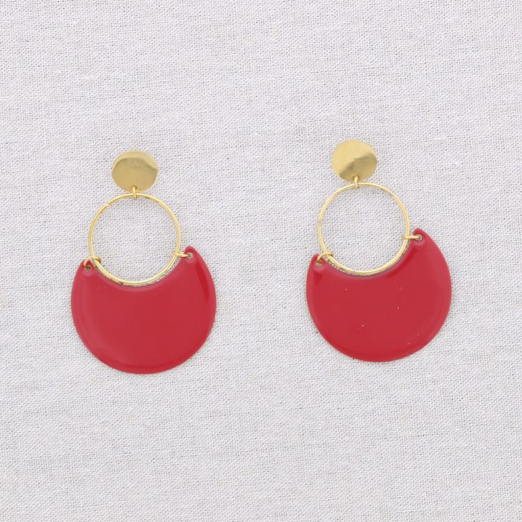 PENDIENTES ACERO COLGANTE ANILLA MEDIA LUNA ESMALTE