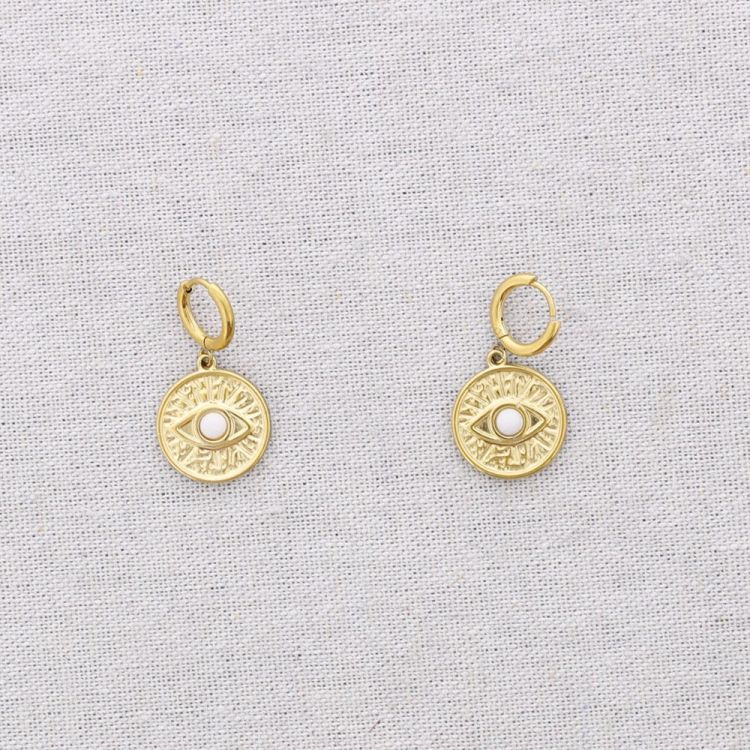 PENDIENTES ACERO ARO COLGANTE OJO TURCO PIEDRA 2