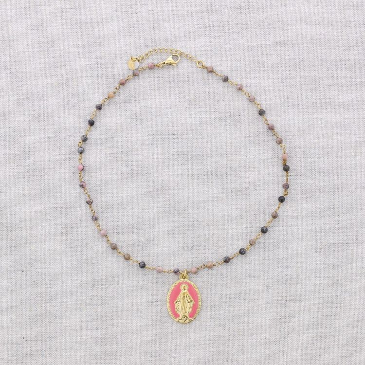 GARGANTILLA ACERO CUENTAS PIEDRAS COLGANTE VIRGEN ESMALTE 2