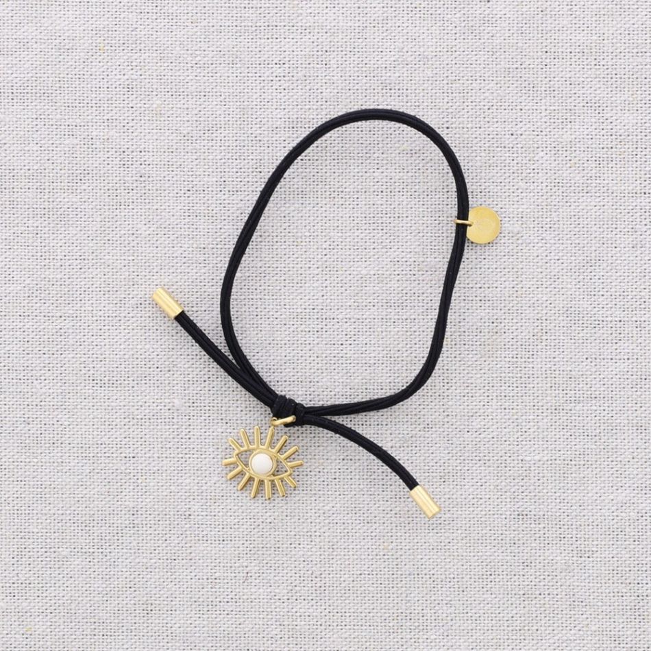 PULSERA ELÁSTICA ACERO COLGANTE OJO TURCO PIEDRA