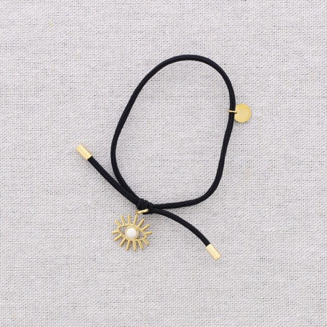 PULSERA ELÁSTICA ACERO COLGANTE OJO TURCO PIEDRA