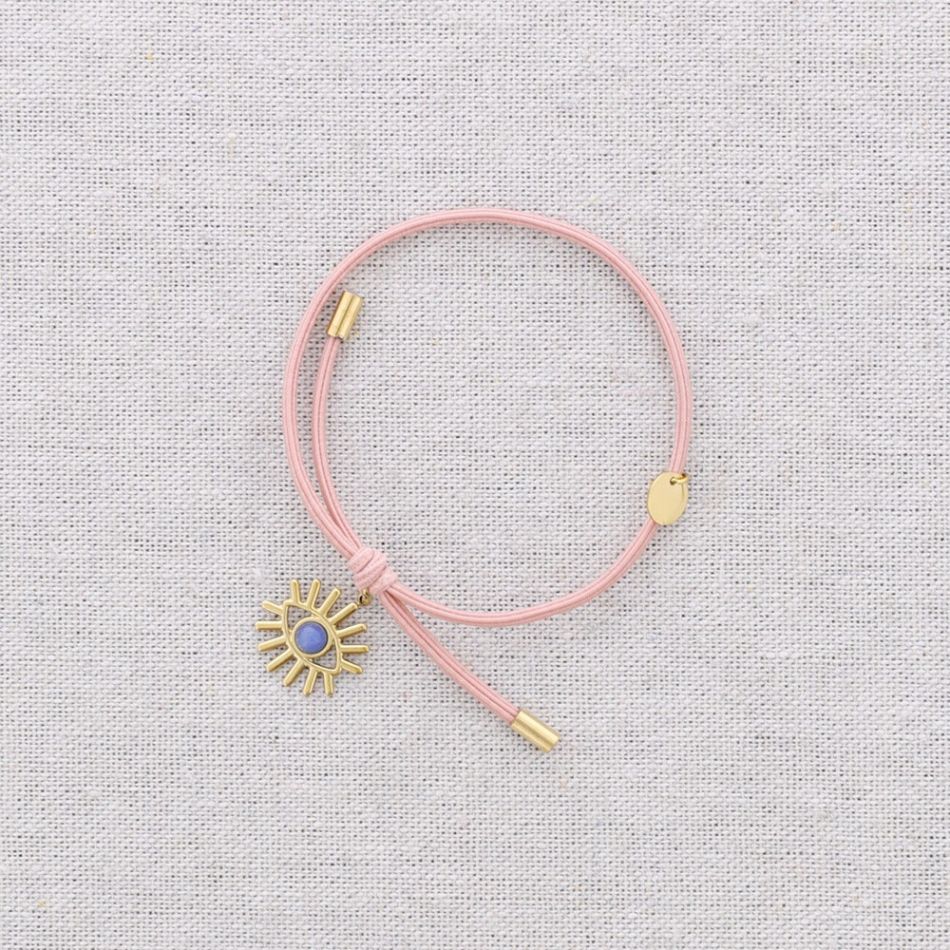 PULSERA ELÁSTICA ACERO COLGANTE OJO TURCO PIEDRA