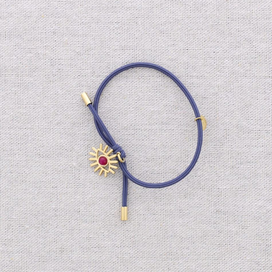 PULSERA ELÁSTICA ACERO COLGANTE OJO TURCO PIEDRA