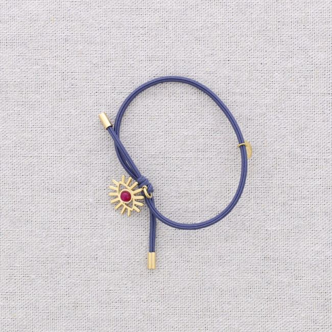 PULSERA ELÁSTICA ACERO COLGANTE OJO TURCO PIEDRA