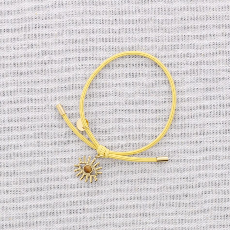 PULSERA ELÁSTICA ACERO COLGANTE OJO TURCO PIEDRA