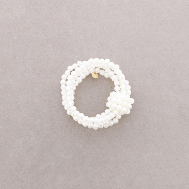 PULSERA ELÁSTICA 4 CUENTAS BOLAS ACABADO PERLA