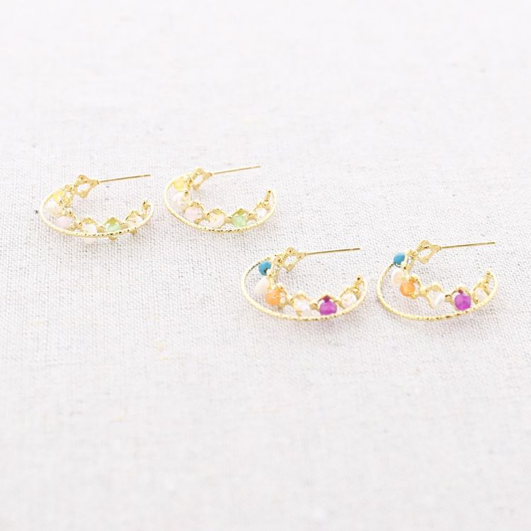 PENDIENTES ACERO ARO CRISTALES PERLAS 2