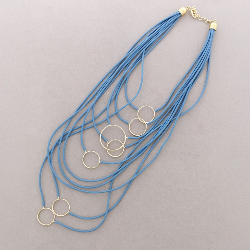 COLLAR LARGO MULTI ANILLAS METAL GOMA