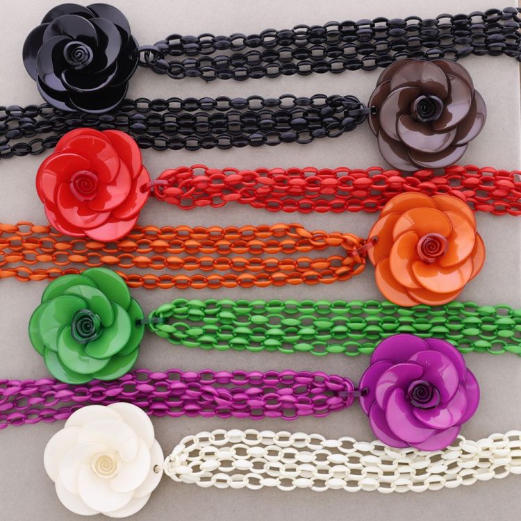 COLLAR LARGO DOBLE ESLABONES COLGANTE FLOR RESINA 2