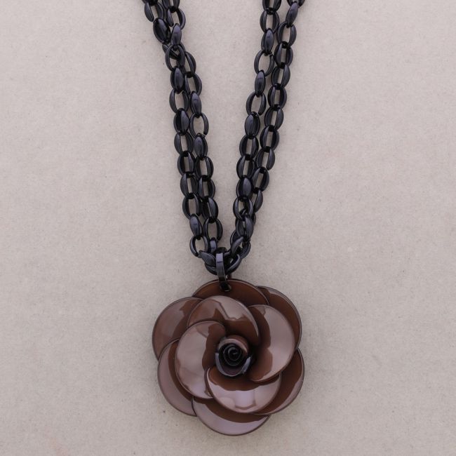 COLLAR LARGO DOBLE ESLABONES COLGANTE FLOR RESINA