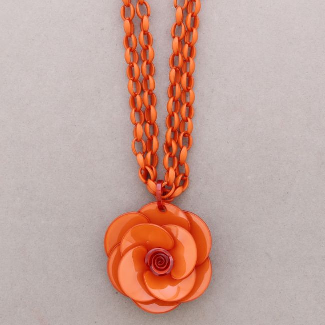 COLLAR LARGO DOBLE ESLABONES COLGANTE FLOR RESINA