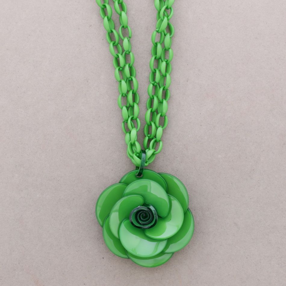 COLLAR LARGO DOBLE ESLABONES COLGANTE FLOR RESINA