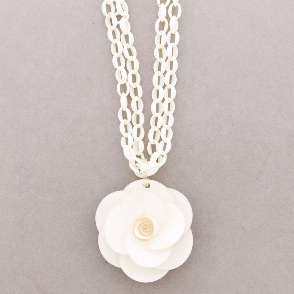 COLLAR LARGO DOBLE ESLABONES COLGANTE FLOR RESINA