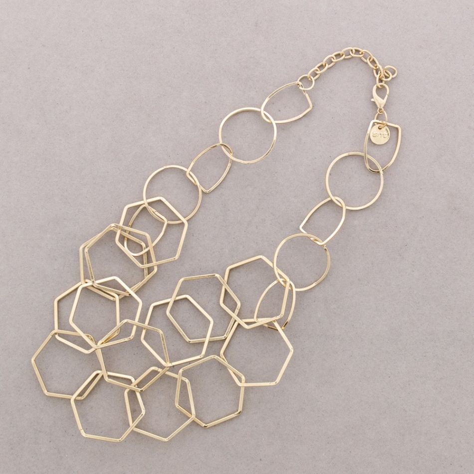 GARGANTILLA DOBLE ESLABONES HEXÁGONO METAL