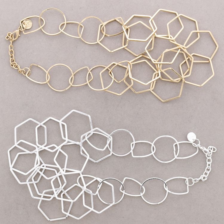 GARGANTILLA DOBLE ESLABONES HEXÁGONO METAL 2