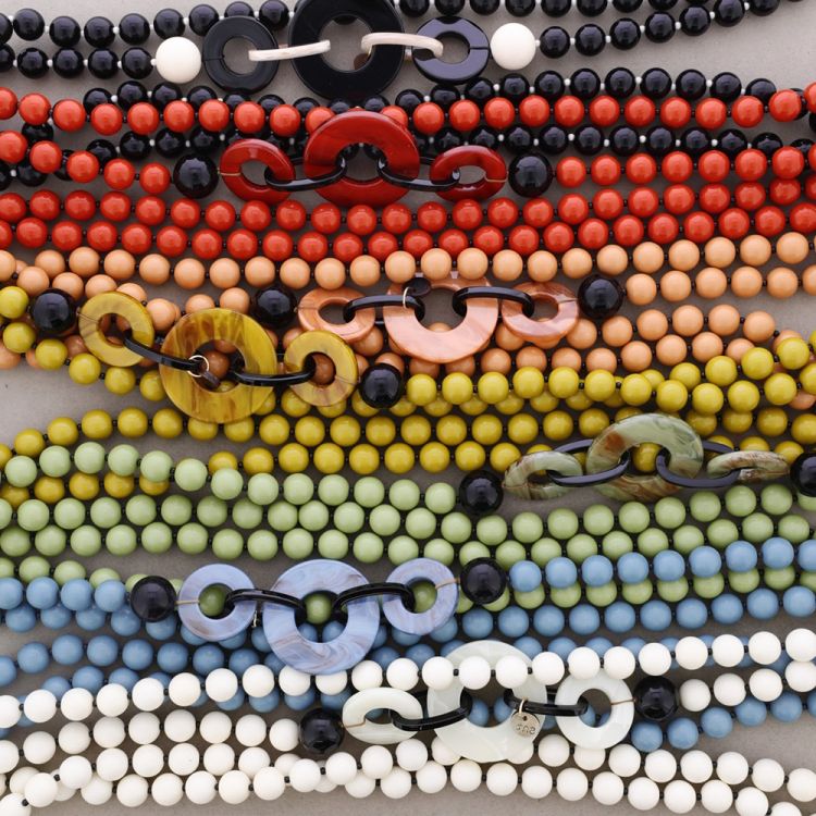 COLLAR LARGO DOBLE CUENTAS BOLAS ESLABONES RESINA 2