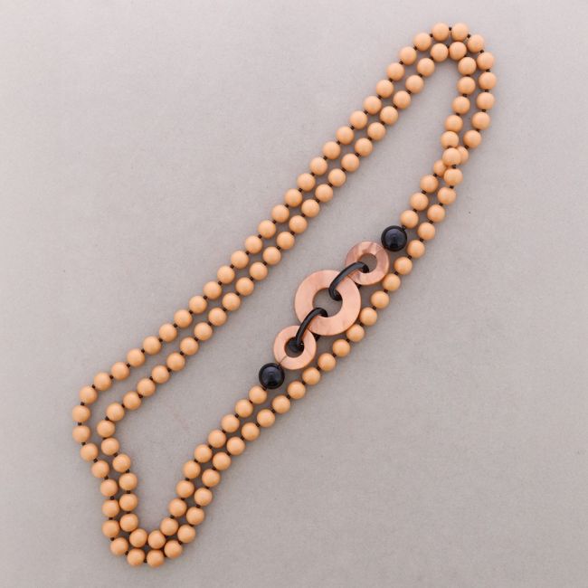 LONG DOUBLE BEADED RESIN LINK NECKLACE