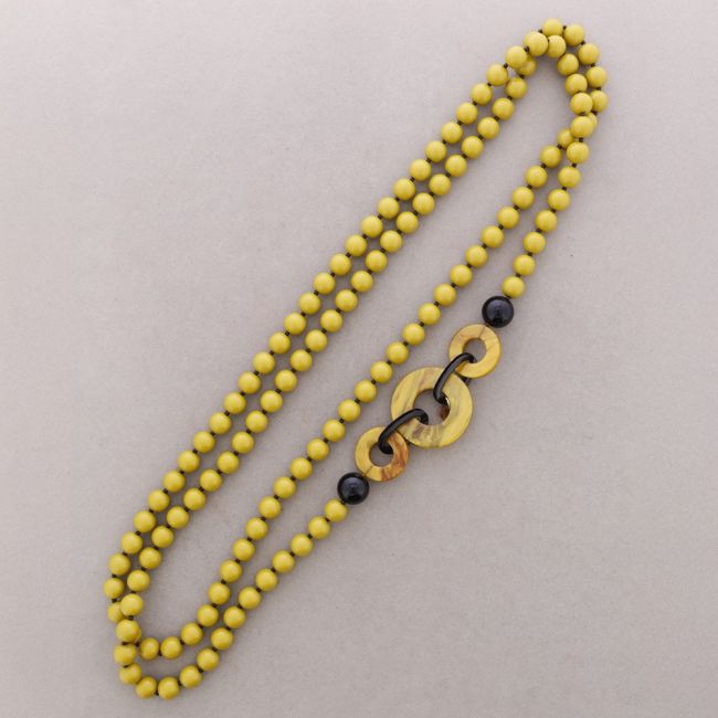 COLLAR LARGO DOBLE CUENTAS BOLAS ESLABONES RESINA