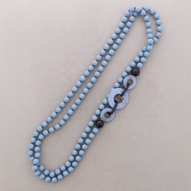 COLLAR LARGO DOBLE CUENTAS BOLAS ESLABONES RESINA
