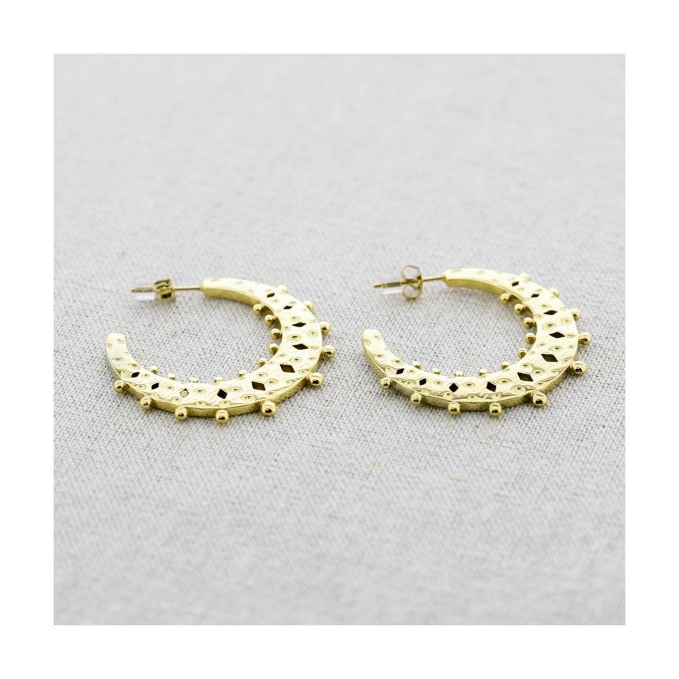 PENDIENTES ACERO ARO CALADO