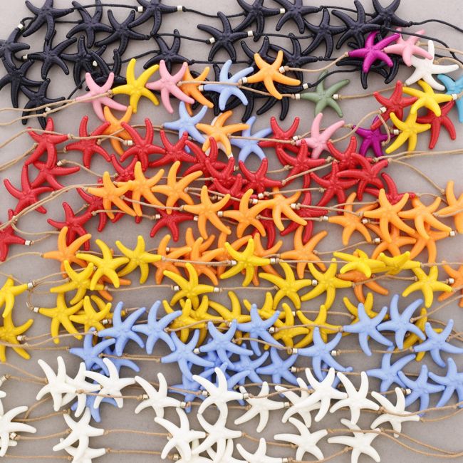 LONG RESIN STARFISH BEAD NECKLACE