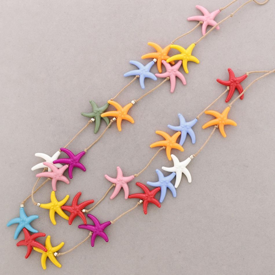 LONG RESIN STARFISH BEAD NECKLACE