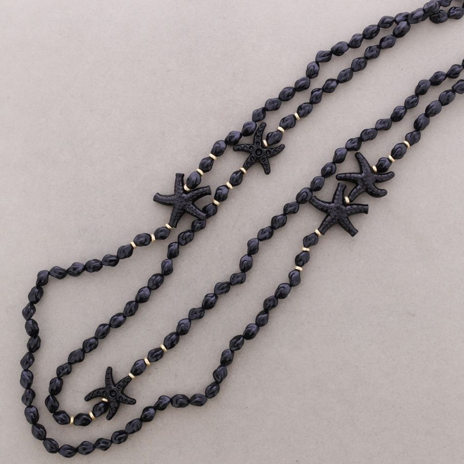LONG DOUBLE RESIN STARFISH BEAD NECKLACE
