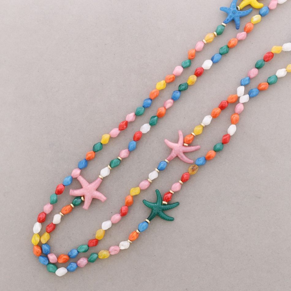LONG DOUBLE RESIN STARFISH BEAD NECKLACE