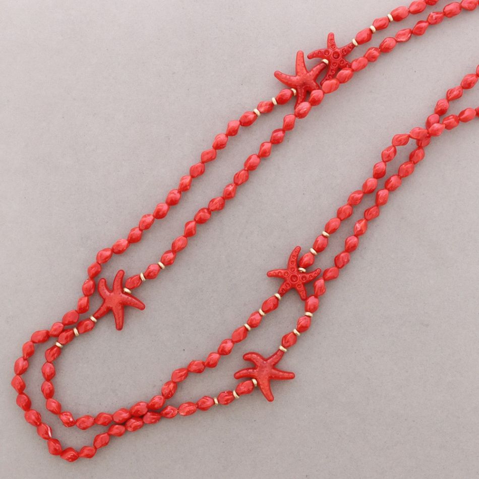 LONG DOUBLE RESIN STARFISH BEAD NECKLACE
