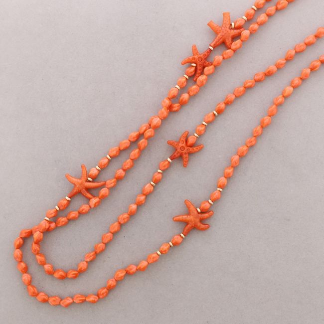 LONG DOUBLE RESIN STARFISH BEAD NECKLACE
