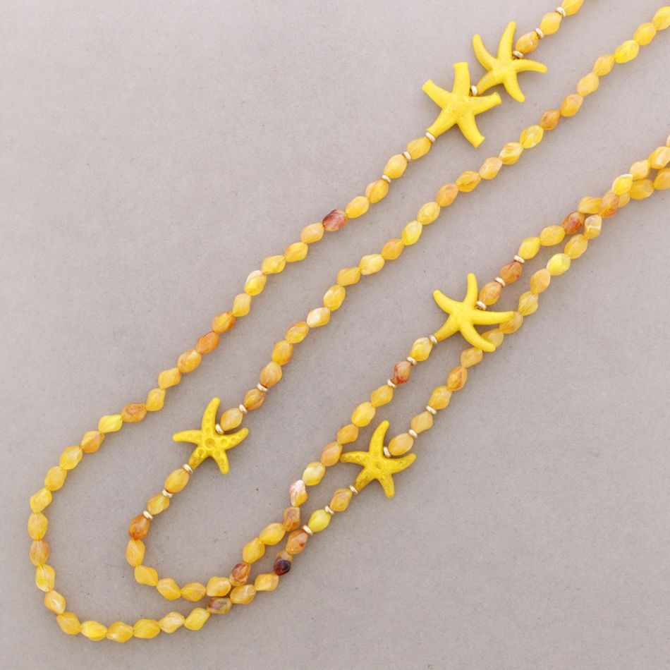 LONG DOUBLE RESIN STARFISH BEAD NECKLACE