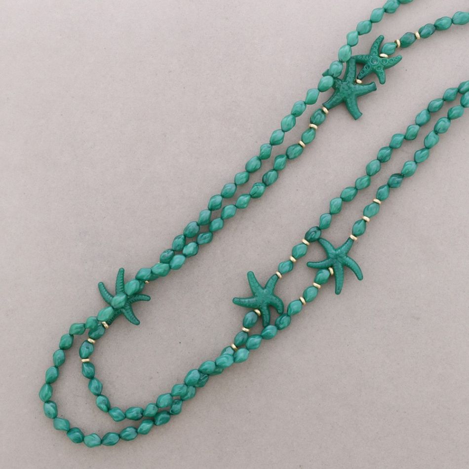 LONG DOUBLE RESIN STARFISH BEAD NECKLACE