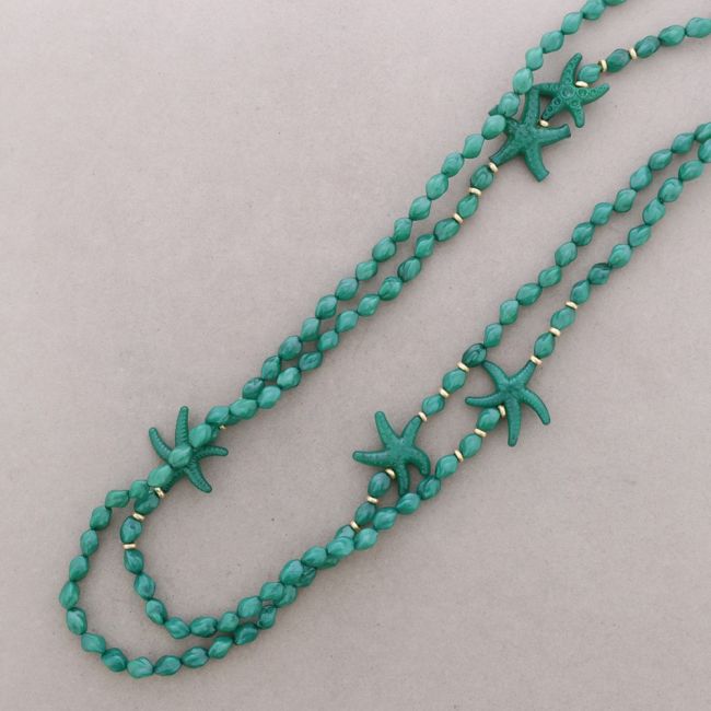 LONG DOUBLE RESIN STARFISH BEAD NECKLACE