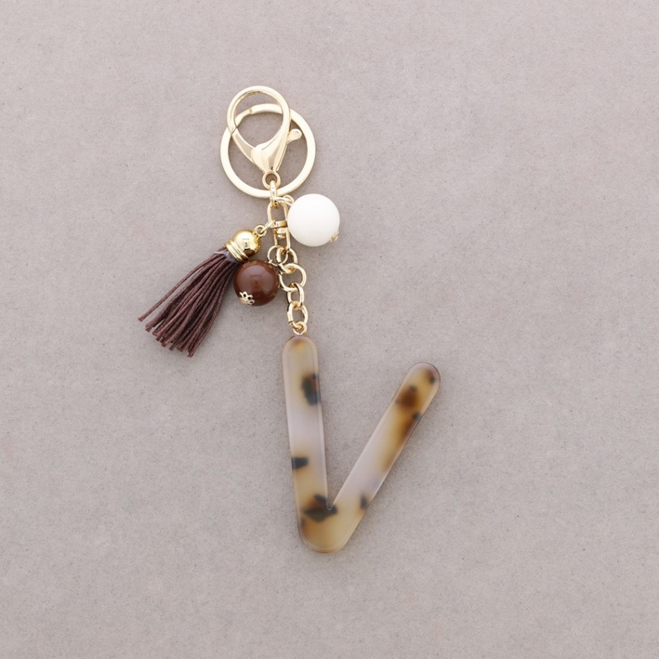 INITIAL LETTER V RESIN PENDANT KEYCHAIN