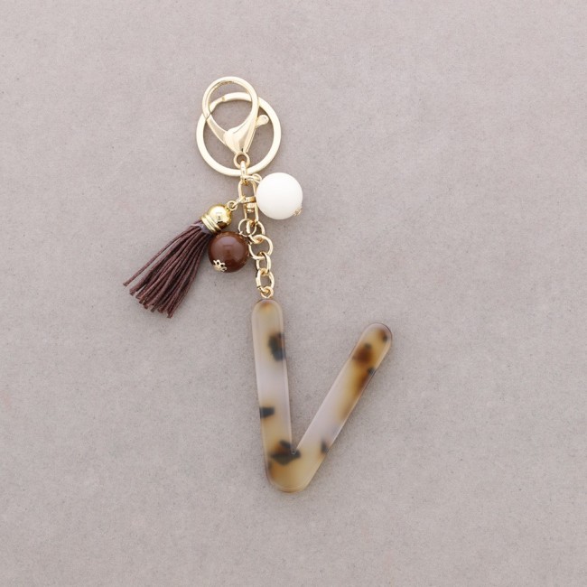 INITIAL LETTER V RESIN PENDANT KEYCHAIN