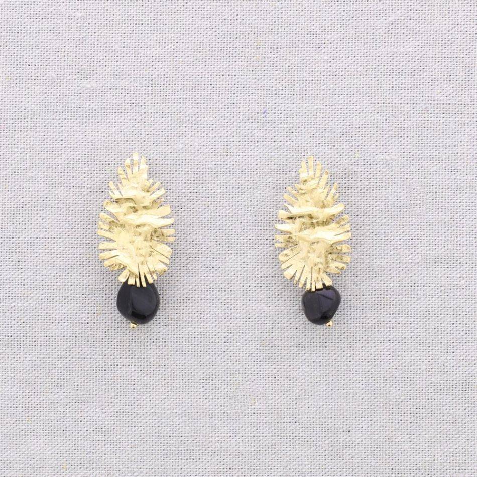 PENDIENTES ACERO COLGANTE PIEDRA